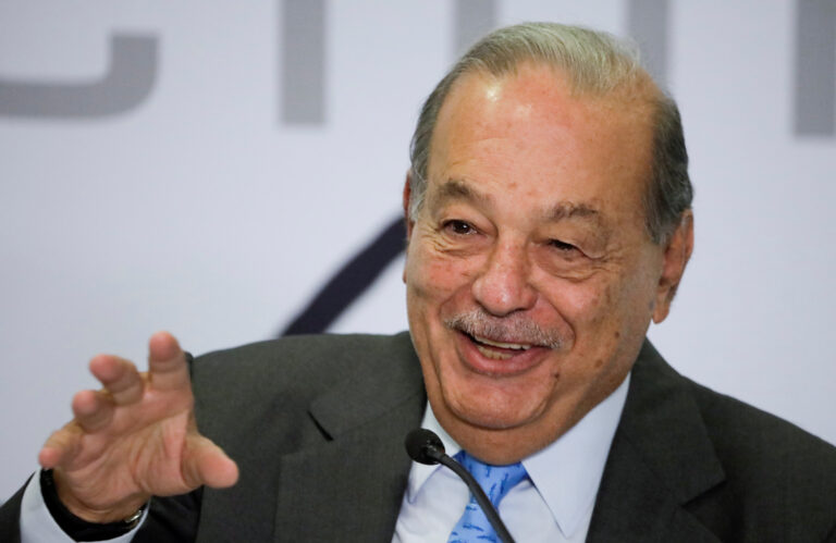 Mexican billionaire Carlos Slim attends a news conference in Mexico City