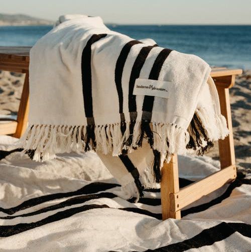 The Beach Towel in Vintage Black Stripe
